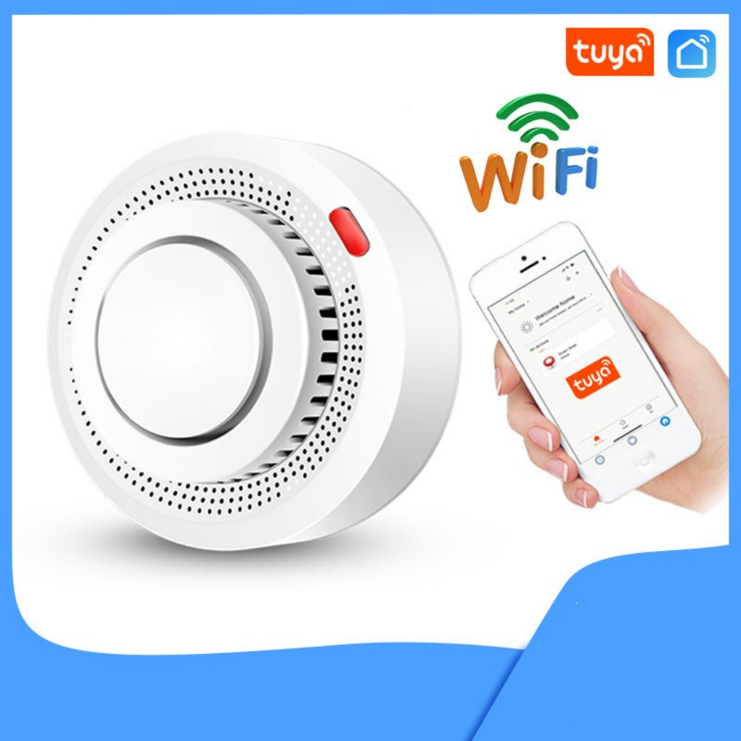T Uya Home WiFi Smoke Detector, Mini Smart Fire Detector With App Alert Notification, 8 X 3.8 Cm  Without Battery