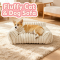 Cute Cat Couch For Pets - Fluffy Cat Beds With Premium Soft Corduroy Fleece, Fuzzy Cats Beds For Indoor Cats With Remova