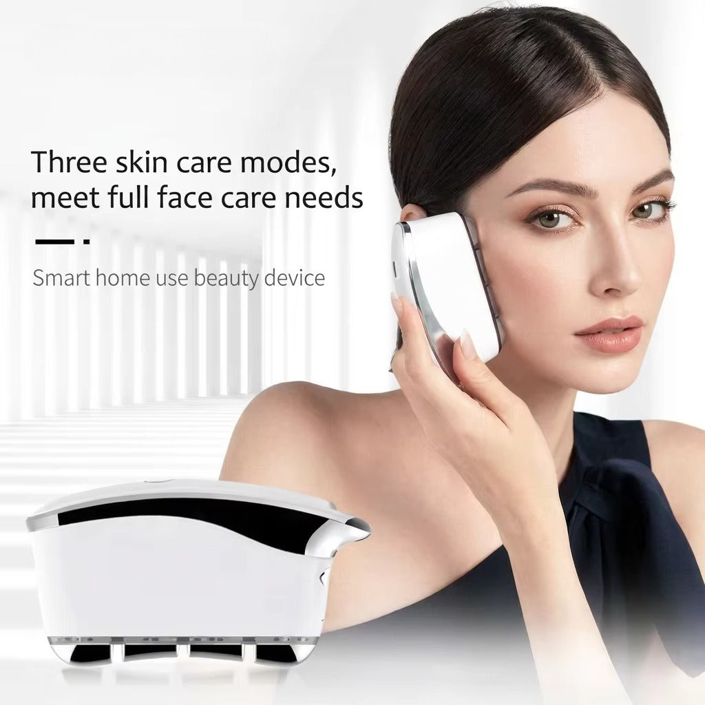 Portable LED EMS Gua Sha Facial Massager with illuminated display and massage head