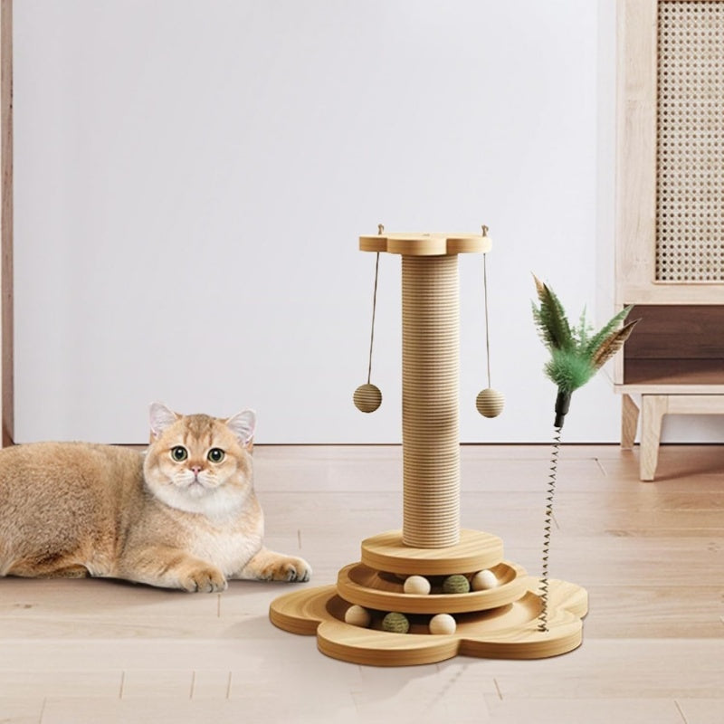 Sisal Scratch Turntable Cat Toy with Wood Base