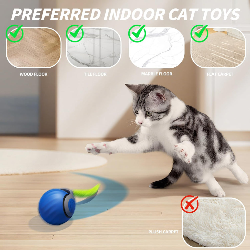 Rechargeable Automatic Cat Ball Toy – 2-Speed Rolling Ball for Indoor Cats