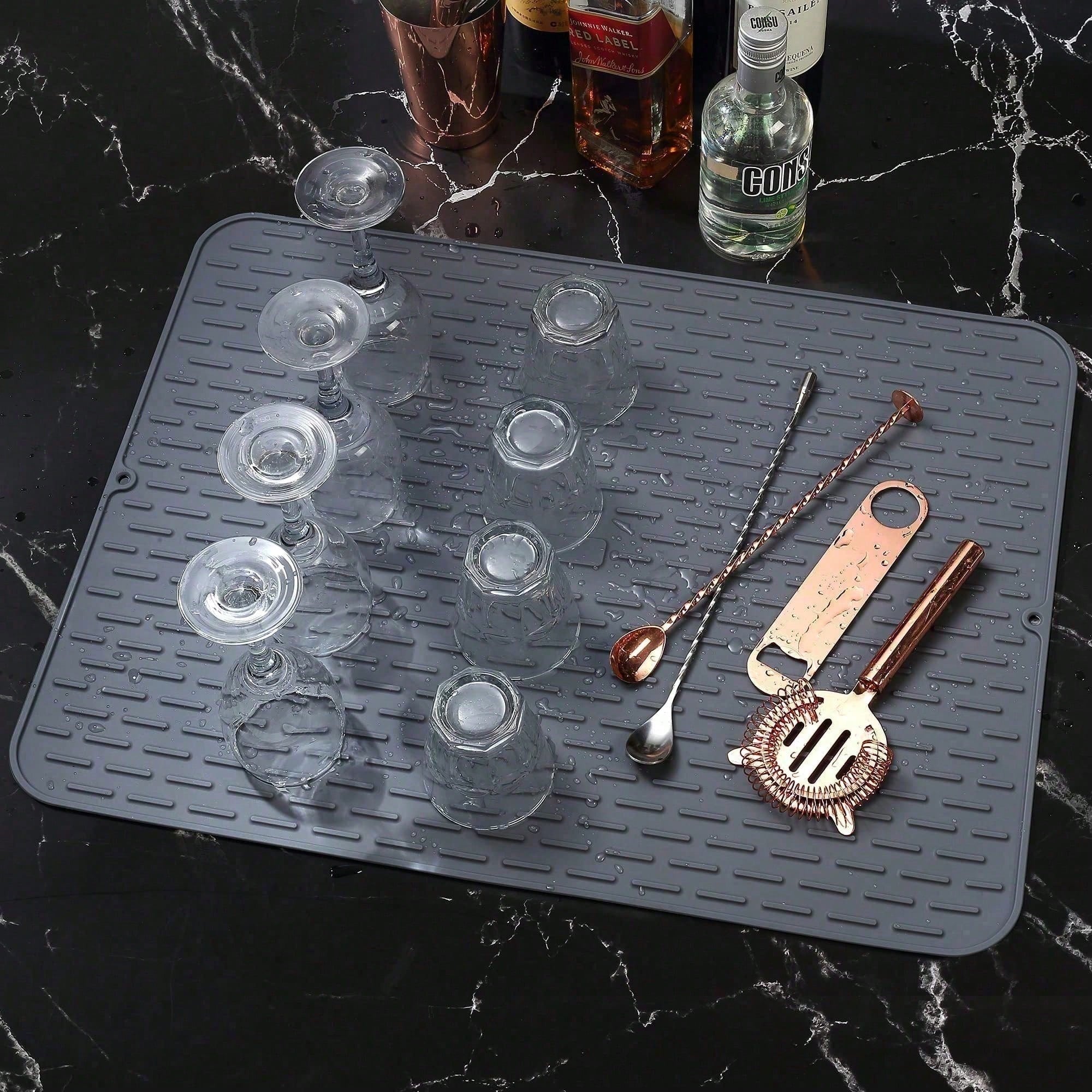 Premium Non-Slip Silicone Dish Draining Mat – Heat Resistant Kitchen Sink Liner